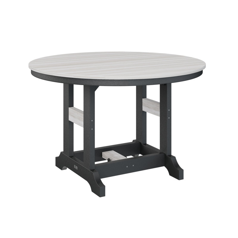 Garden Classic Outdoor Round Bar Table, Seashell, Black