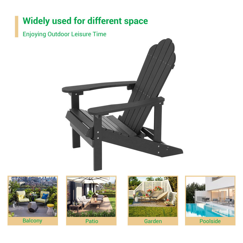 Chaise Adirondack en plastique, Noir