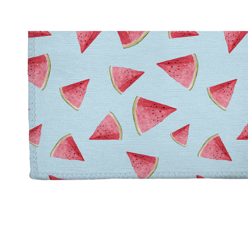 Tapis de cuisine antidérapant Summer Melon, Rectangulaire 3 pi x 5 pi, Bleu nuage