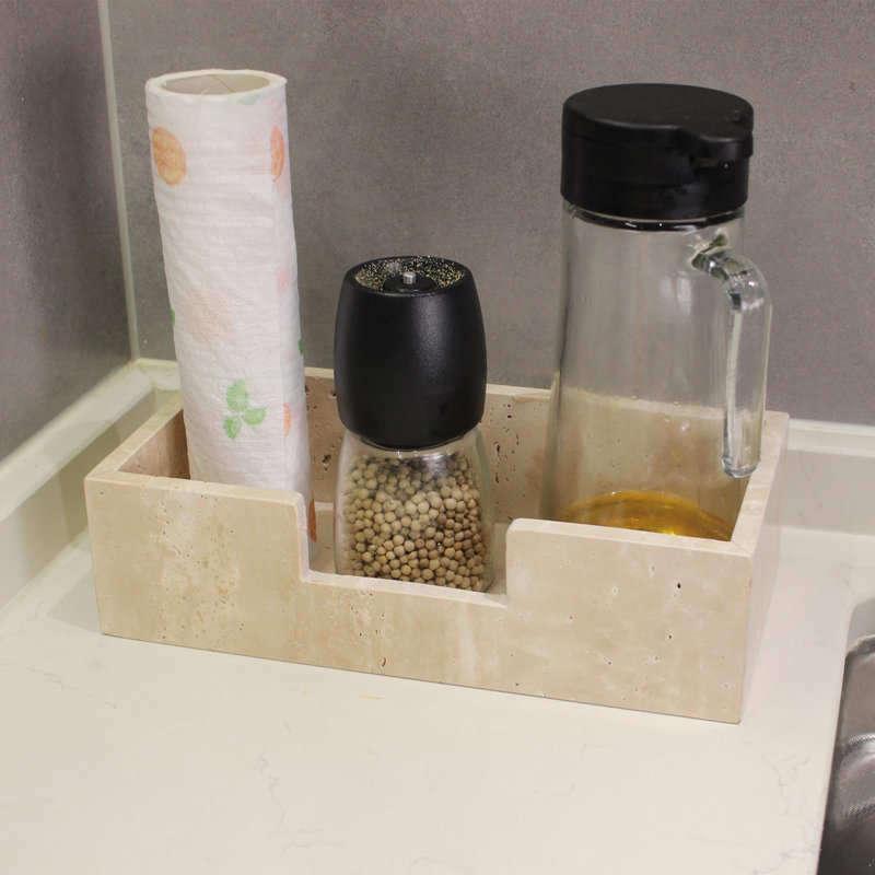 Porte-serviette en travertin, porte-serviette d'invité, panier à main en papier pour salle de bain / cuisine / restaurant