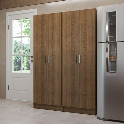 Kitchen Pantry Set Storage Cabinet 4 Doors 8 Utility Shelves 47"L Wooden Organization Unit for Kitchen 6 Adjustable Shelves Anti Tipping by Hokku Designs