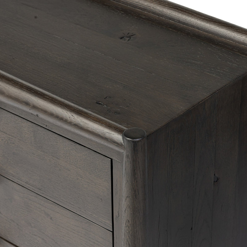 Glenview 3 - Drawer Solid Wood Nightstand, Smoked Black