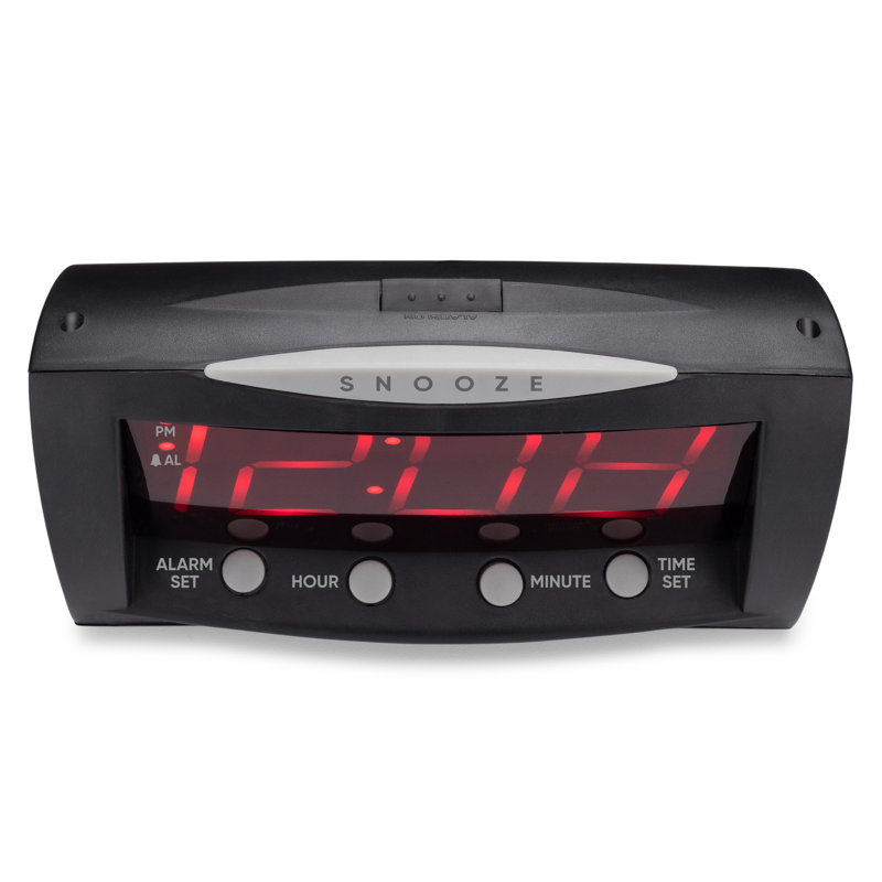 Triad Modern & Contemporary Digital Electric Tabletop Clock with Alarm in Black