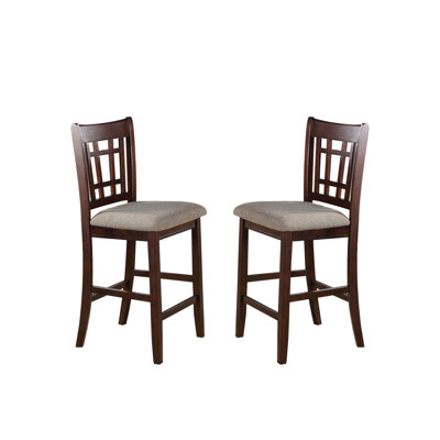 Neena Height Chair With Beige Upholstered Seat, Set Of 2, Brown