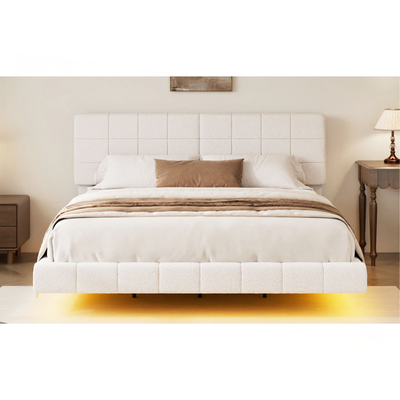 Lit flottant avec lumière White Boucle, King