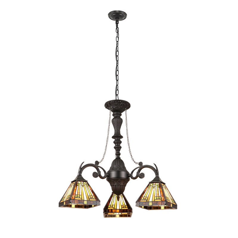  Mini-lustre 3 lumières de style Tiffany INNES 24 po de large