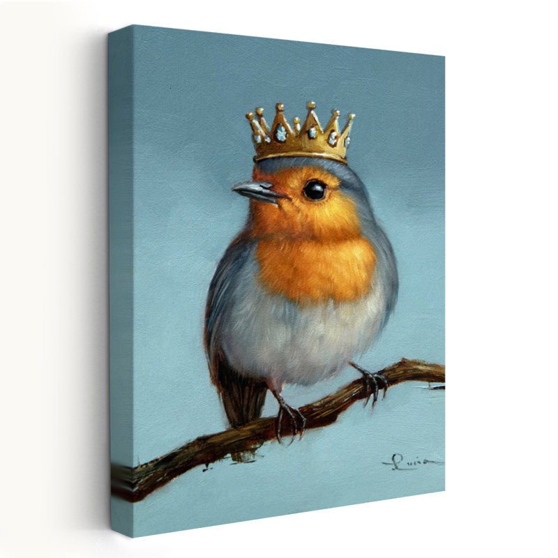 Royal Robin - animaux, fantaisie urbaine et pop, surréalisme, H 24 po x l 16 po