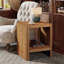 Table de bout en bois massif, table d'appoint rustique à 2 niveaux avec tablette ouverte, bois naturel