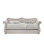 Lit de jour en lin beige avec couchette pour les jumeaux - entièrement rembourré, pieds en bois, garniture de boutons et de têtes de clou, aucun matelas fourni, capacité de poids de 330 lb, décorations garnies de bois, 8 po