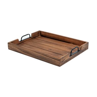 Better Homes & Gardens Round Wood Serving Tray with Black Handles, 18.5 x  17