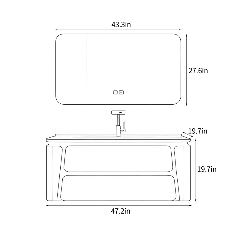 Armoire de salle de bain moderne et simple, Marron clair