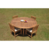 3 Seats 4 Pcs Grade-A Teak Wood Dining Set: 60" Round Table And 3 Devon Armless Chairs #01Dv73