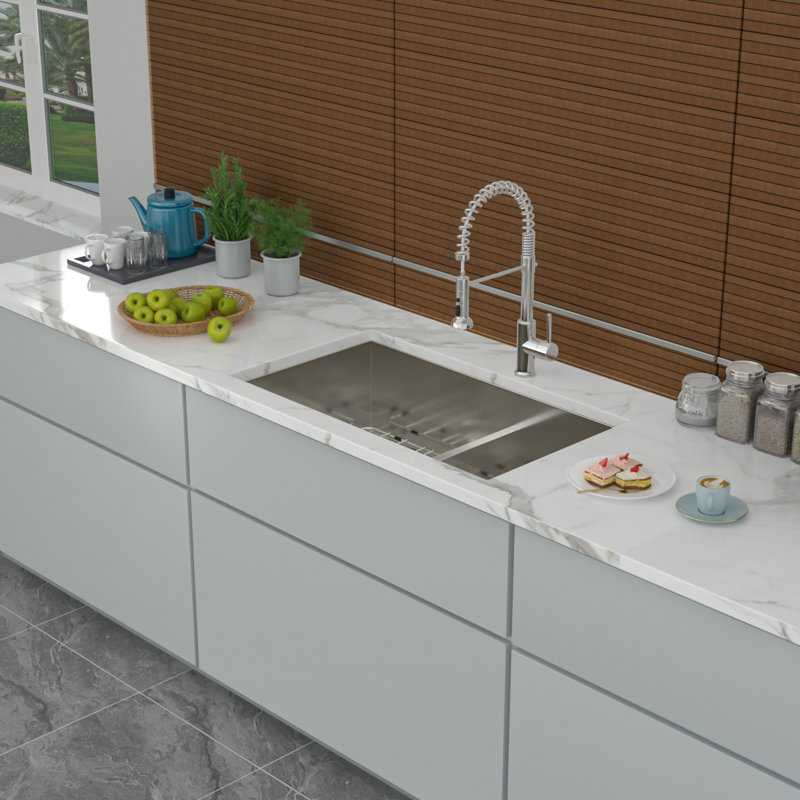 Double Bowl(60/40) Undermount Sink- 28"X19" Double Bowl Kitchen Sink 16 Gauge With Two 10" Deep Basin
