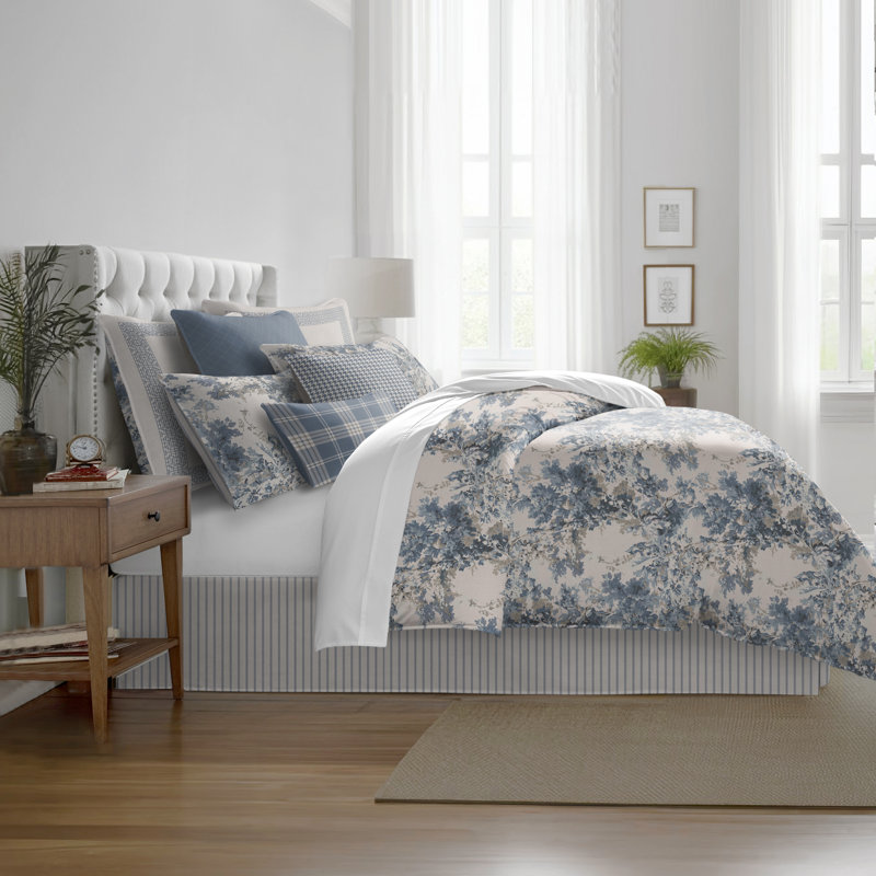 Dolce  Blue Fog Cotton Duvet Cover Set  8 Piece, Twin Duvet Cover + 7 Additional Pieces