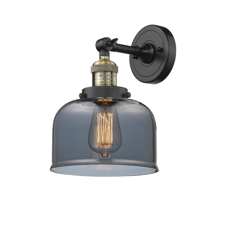 Handley Glass Semi Flush Mount, No Bulb Included, Black Antique Brass, Plated Smoked