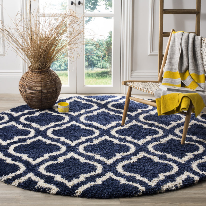 Darrold Hudson Shag Performance Geometric Rug, Round 7'