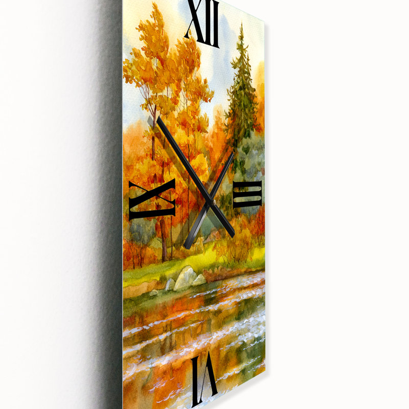 Horloge murale forêt d'automne au bord du lac III, Petit
