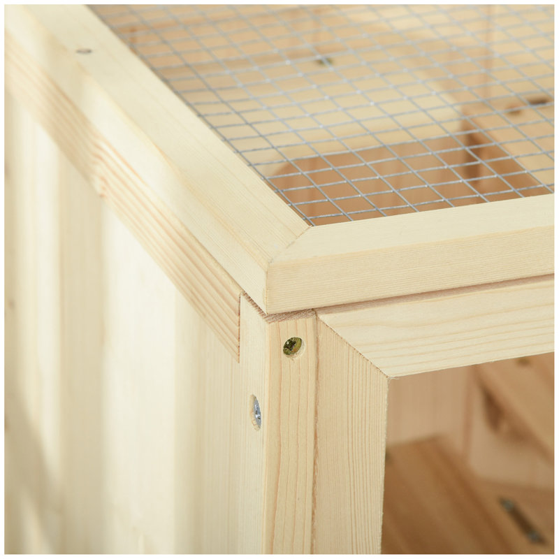 Cage à 3 niveaux en bois avec hamster