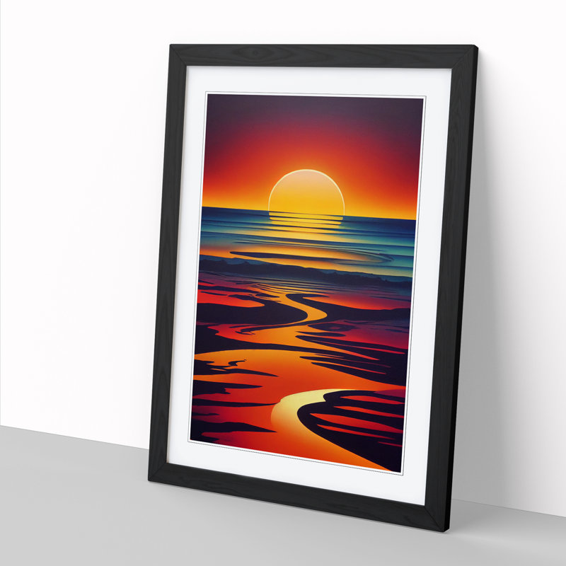Sunset Acrylic Paint - Picture Frame Print, Black, 64cm H x 25cm W x 2cm D