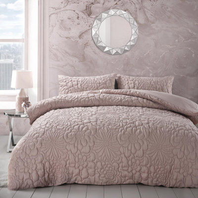 3d Embossed Chunky Floral Pattern Duvet Set