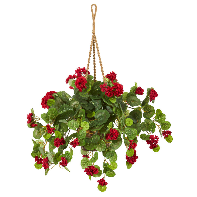 Panier suspendu artificiel géranium