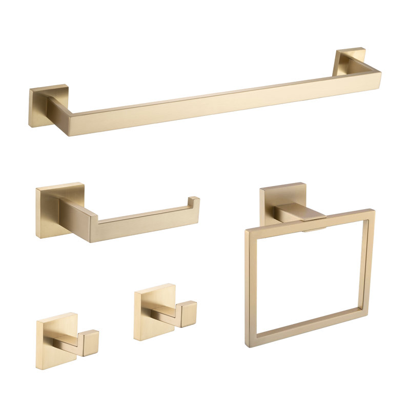 5 - Piece Bathroom Hardware Set, Brushed Gold