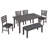 Dining Room Table and Chairs with Bench, Rustic Wood Dining Set, Set of 6-1736895997-1736895998