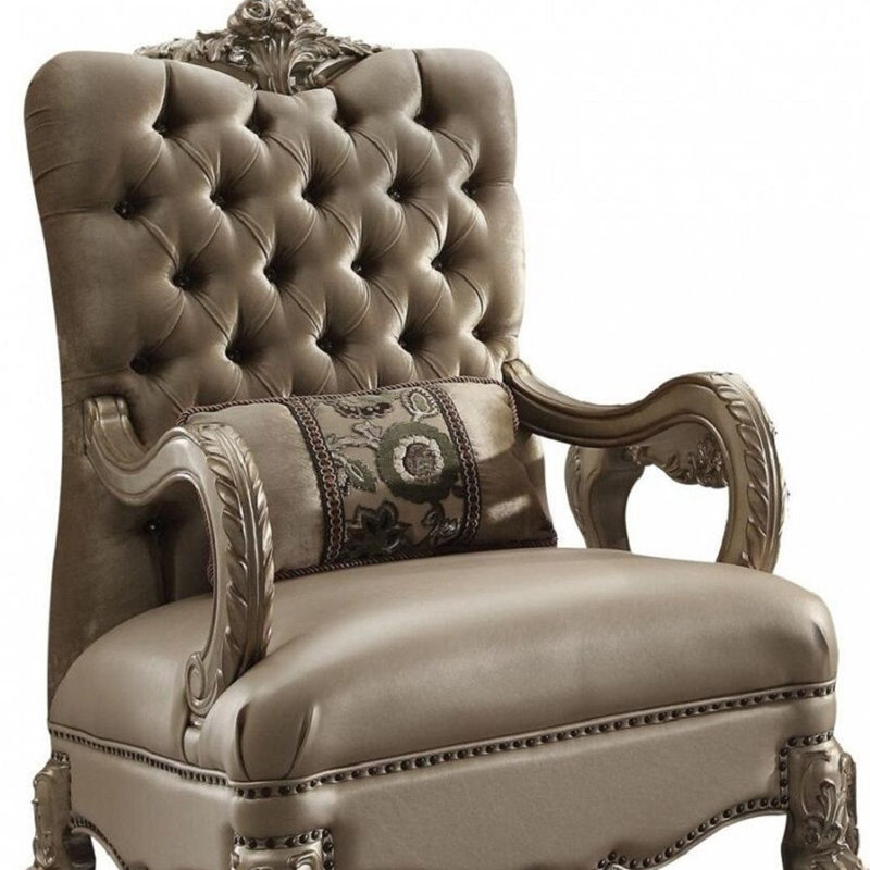  Fauteuil Chesterfield en velours Bone