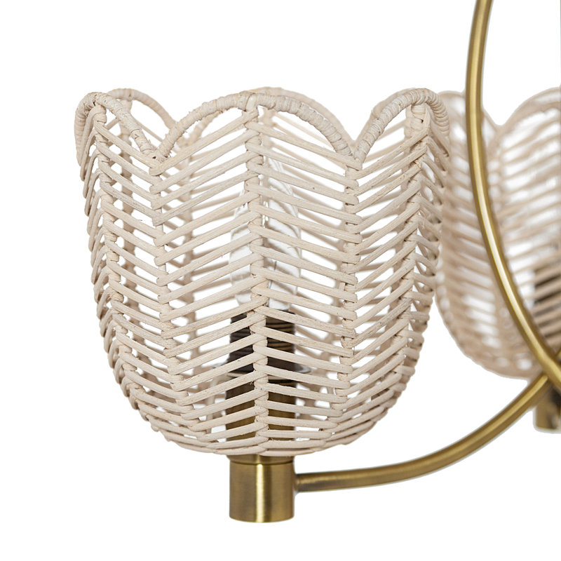 Vermehr 13.63"H Gold-Color Metal Ceiling Light with Rattan Shades