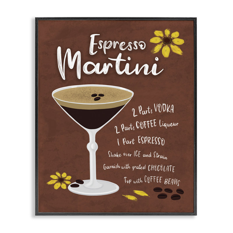  Espresso Martini with Recipe Black Framed Giclee Art by Deborah Curiel, H 20 po x l 16 po, Giclée encadrée noir minuit