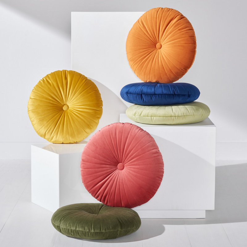 Vallory Golden Yellow Button Tufted 16-inch Square Decorative Pillow