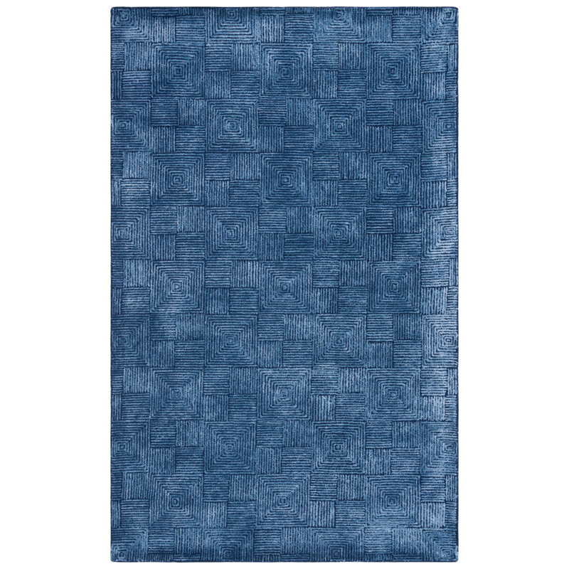 Corderio Hand Tufted Viscose Wool Cotton Geometric Rug, Rectangle 3' x 5'