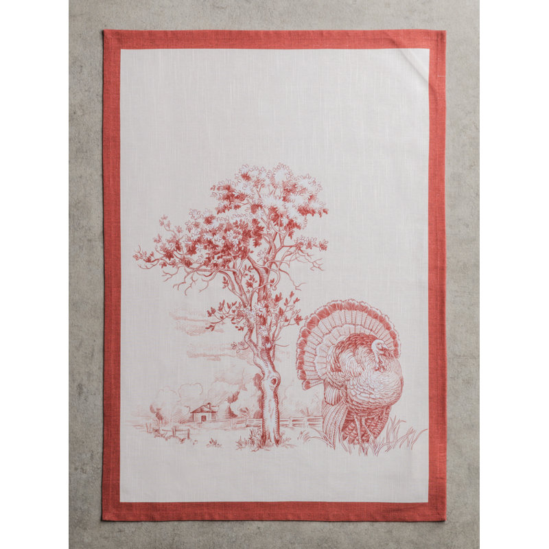 Maison d'Hermine Holy Jouy - Red 100% Cotton Kitchen Towel Set 3 - 20" x 27.5", Red