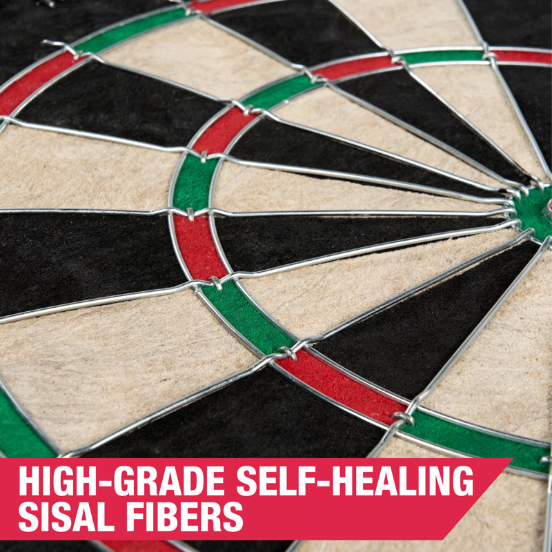 MD Sports 18-in Sisal Dartboard with Staple-Free Bullseye and Steel Tip Dart Set