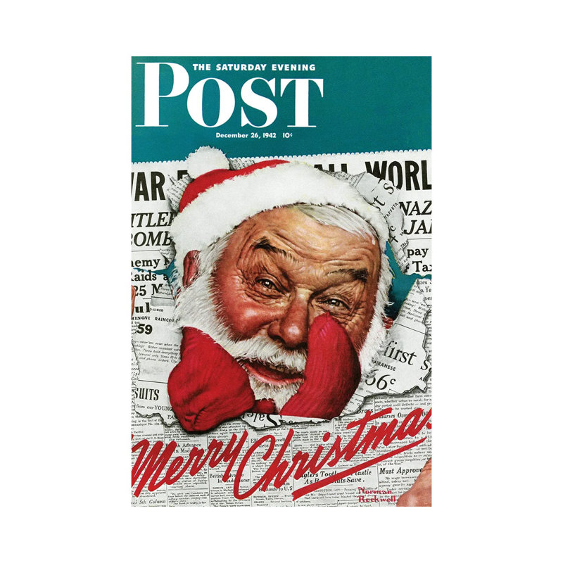 «Santa's In The News», reproduction d'art mural - toile tendue, H 40 po x l 26 po, Toile tendue, Ne s’applique pas