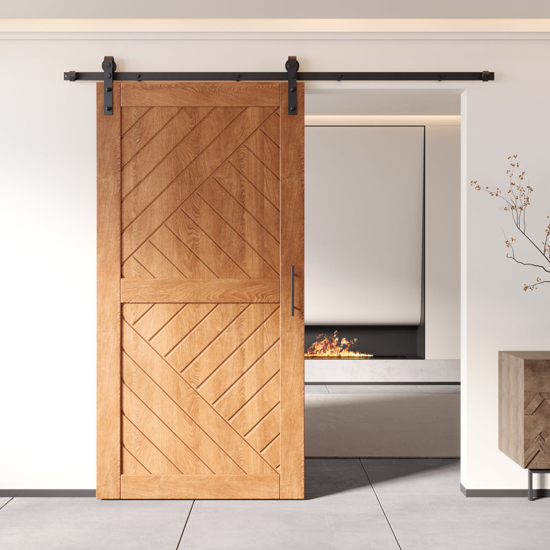 Porte de grange en bois de pin à finition géométrique américaine non assemblée Homacer Design géométrique (usage intérieur seulement)