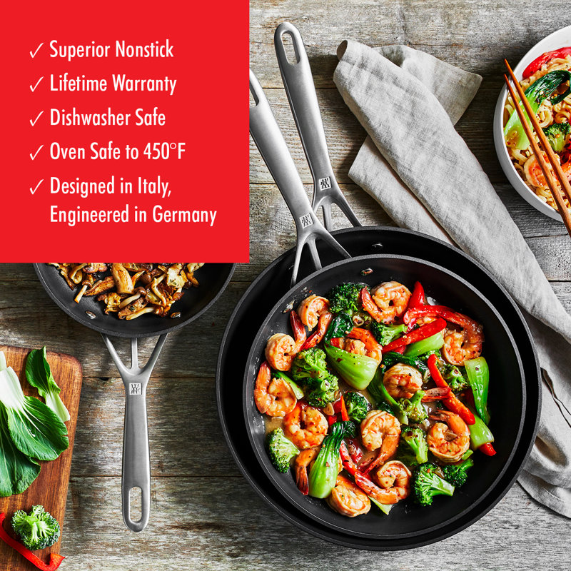 Zwilling Motion Hard Anodized 3-piece Aluminum Nonstick Fry Pan Set