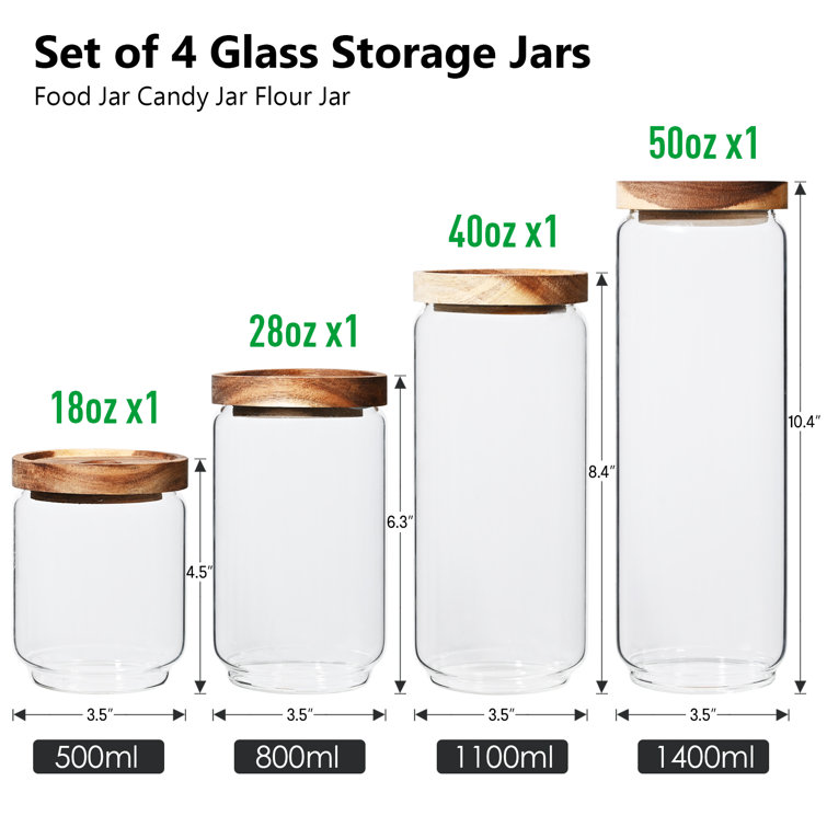 12 X LARGE GLASS JARS 1100ml Food Storage Container 