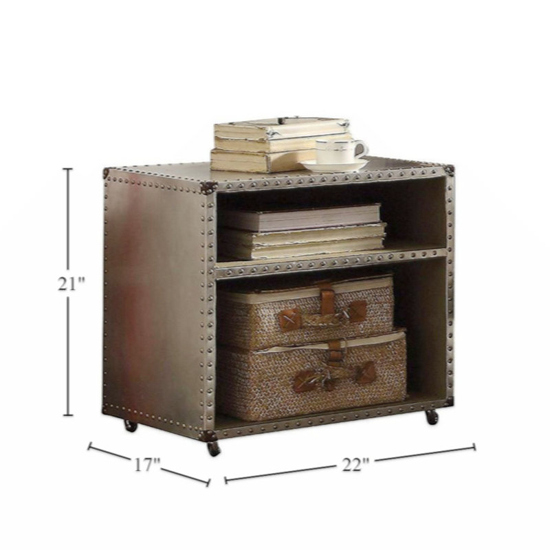 Gray Aluminum Industrial Nightstand with USB Power Dock