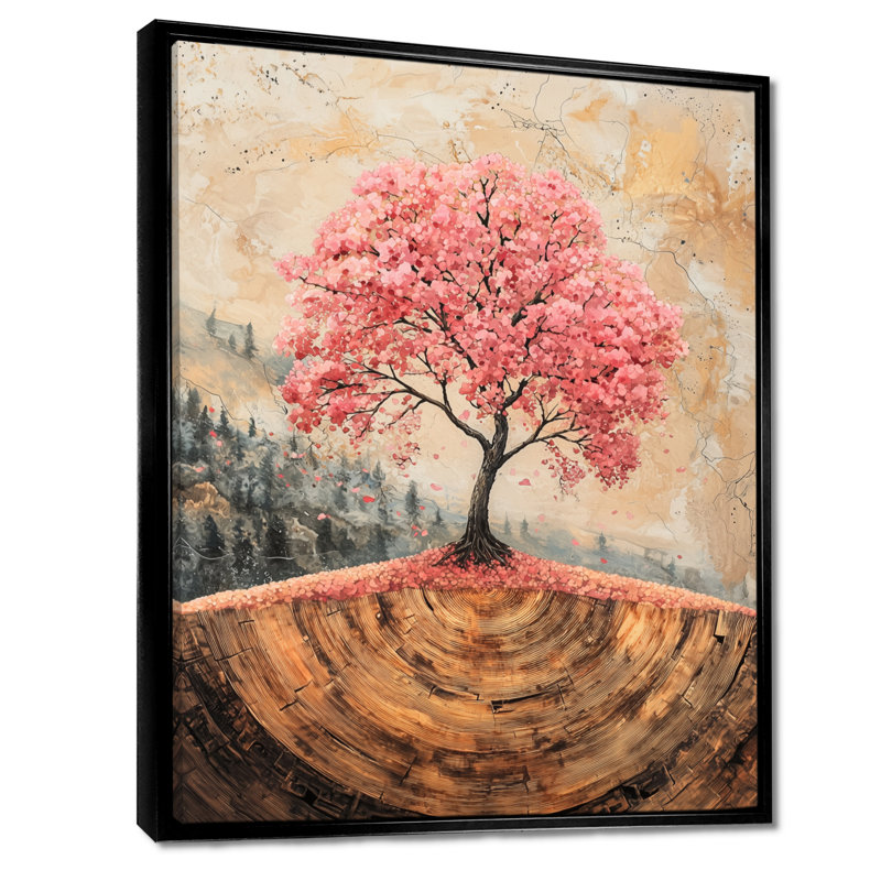 «Heisler Cherry Blossom Tree Dreams Of Hanami IV», art mural cerisier en fleurs, Noir, Impression encadrée flottante