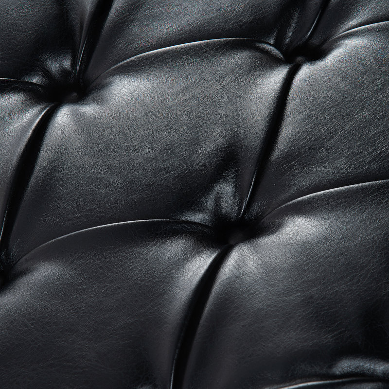 Chaise longue moderne rembourrée pour le salon, Similicuir noir
