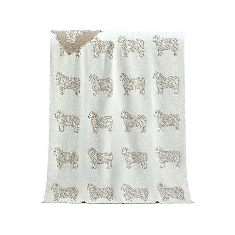 Beige Sheep Knitted Throw