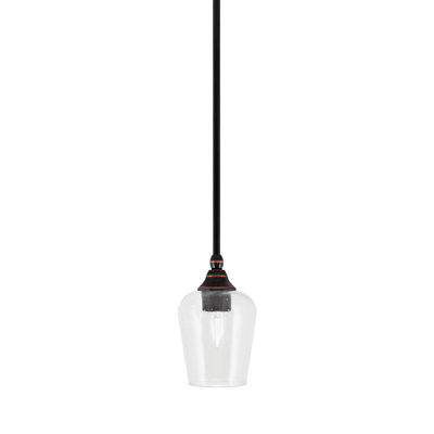 Stem Hung Mini Pendant Shown In Black Copper Finish With 5" Clear Bubble Glass