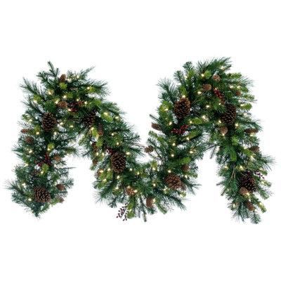 108 " Pre-Lit Mixed Greenery Garland