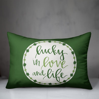 Luck Love Life Clover Throw Pillow