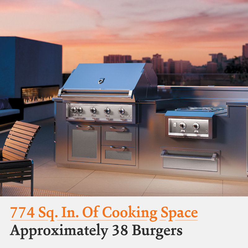42" Built-In, 4 Trellis Burners, Rotisserie, Liquid Propane