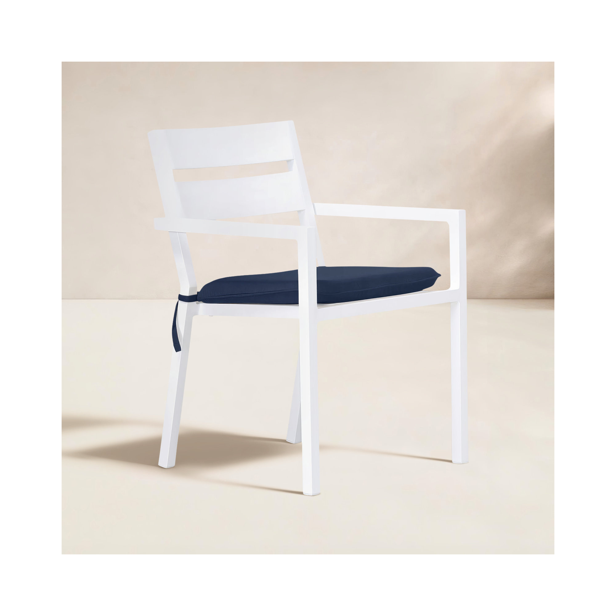 Vivant Aluminum Outdoor Dining Armchair with Cushion, Black, Spectrum Indigo