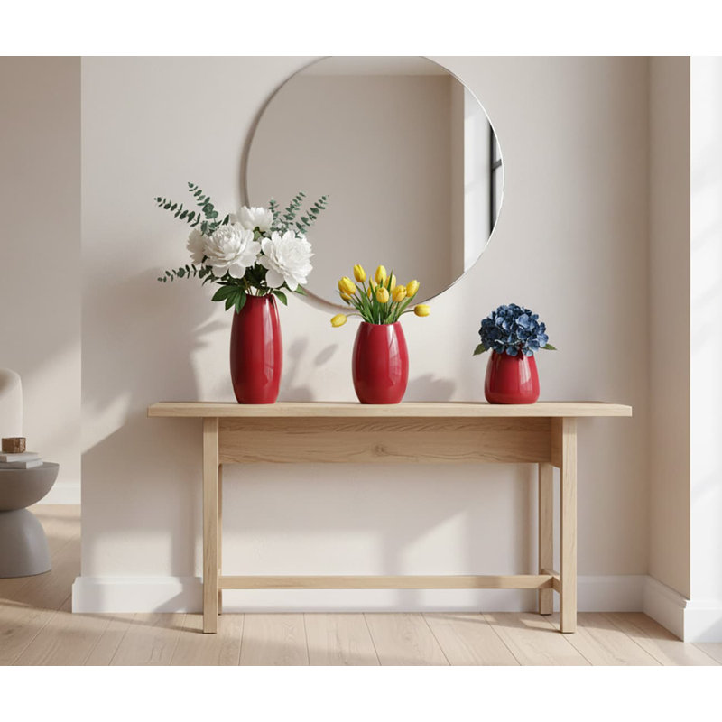 3-Piece Red Ceramic Vase Set - 4.72"L×4.72"W×9.7"H | Modern Home Decor for Shelf/Table/Living Room