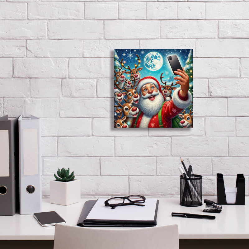«Santa Selfie» par Rey Klimt, art mural, H 12 po x l 12 po