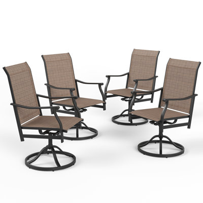 High Back Swivel Patio Dining Armchair by Lark Manor